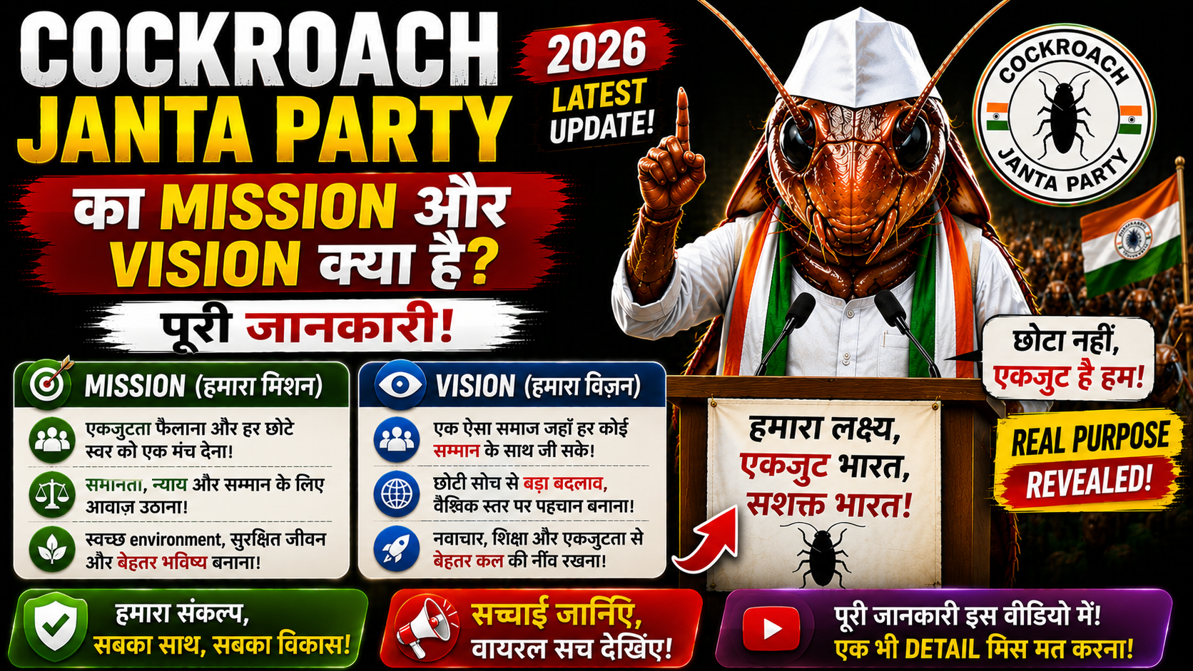 Cockroach Janta Party Ka Mission Aur Vision Kya Hai