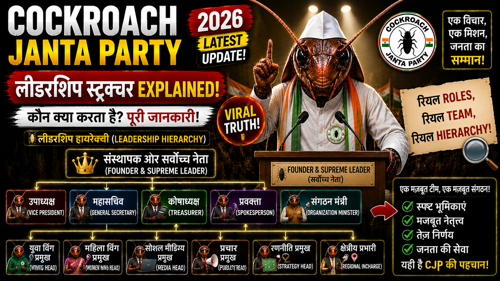Cockroach Janta Party Leadership Structure Explained 2026
