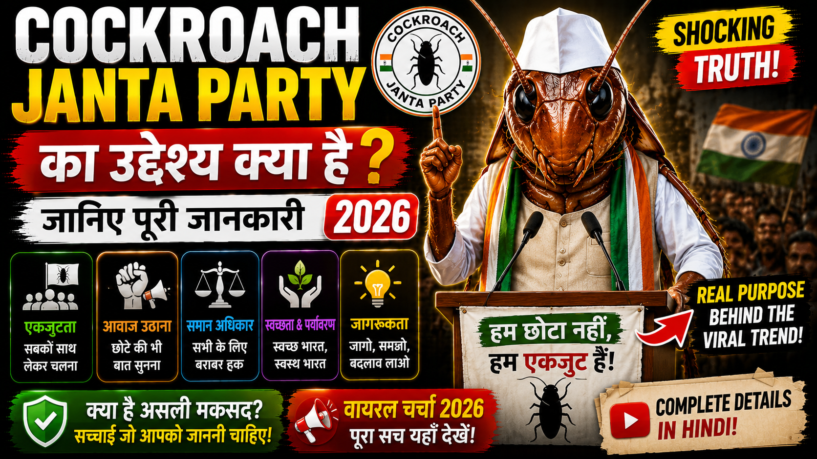 Cockroach Janta Party Ka Uddeshya Kya Hai