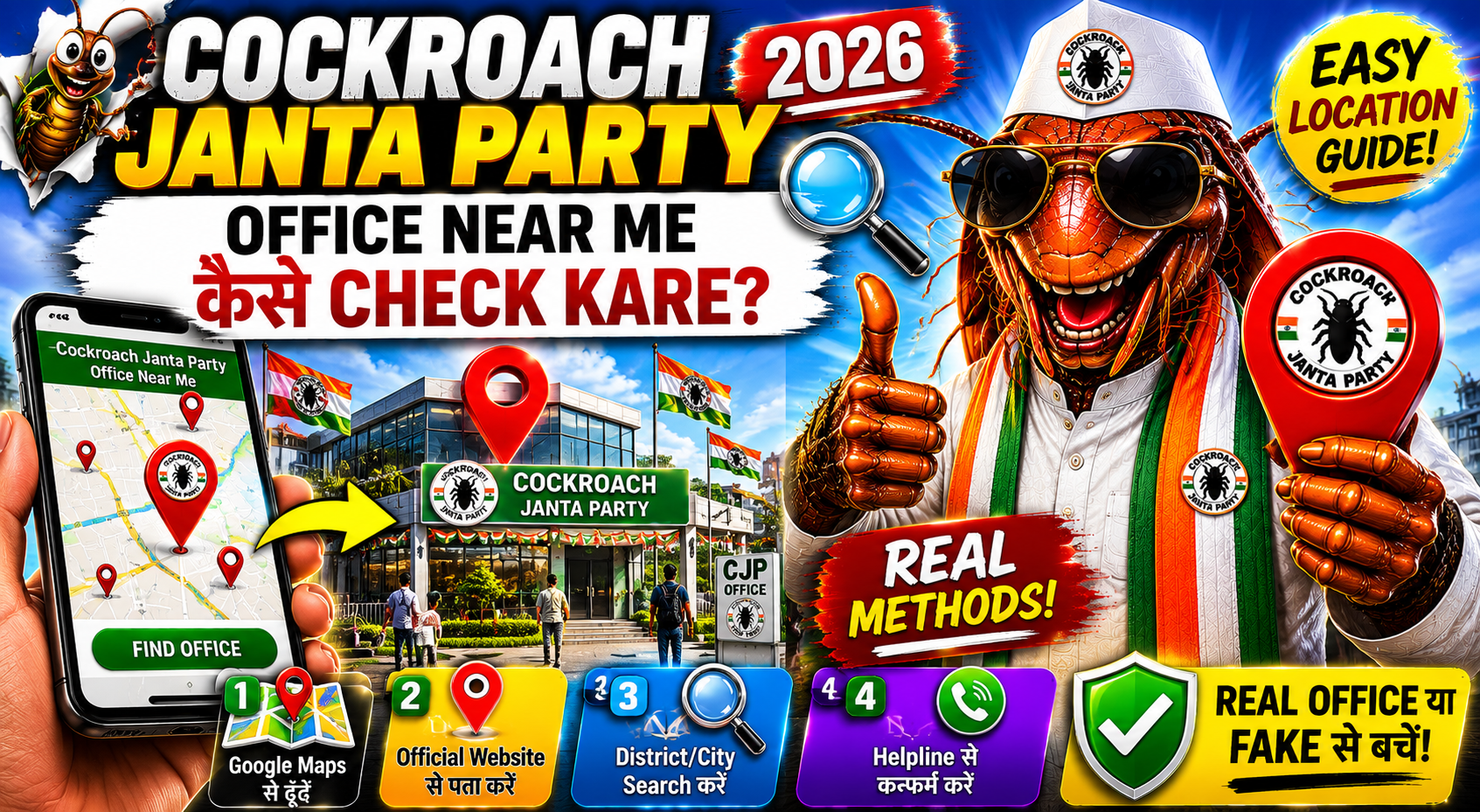 Cockroach Janta Party Office Near Me Kaise Check Kare