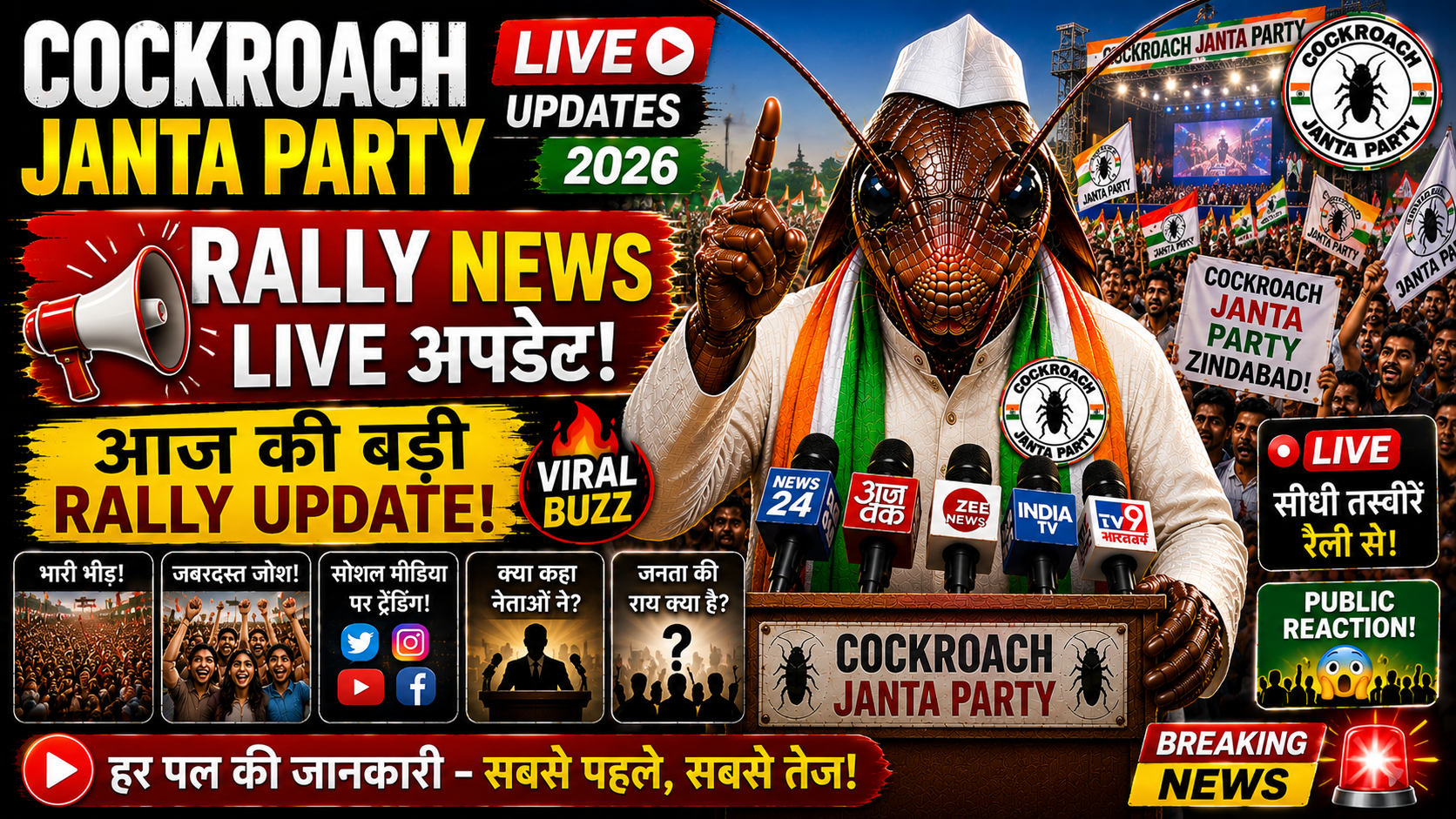 Cockroach Janta Party Rally News Live Updates
