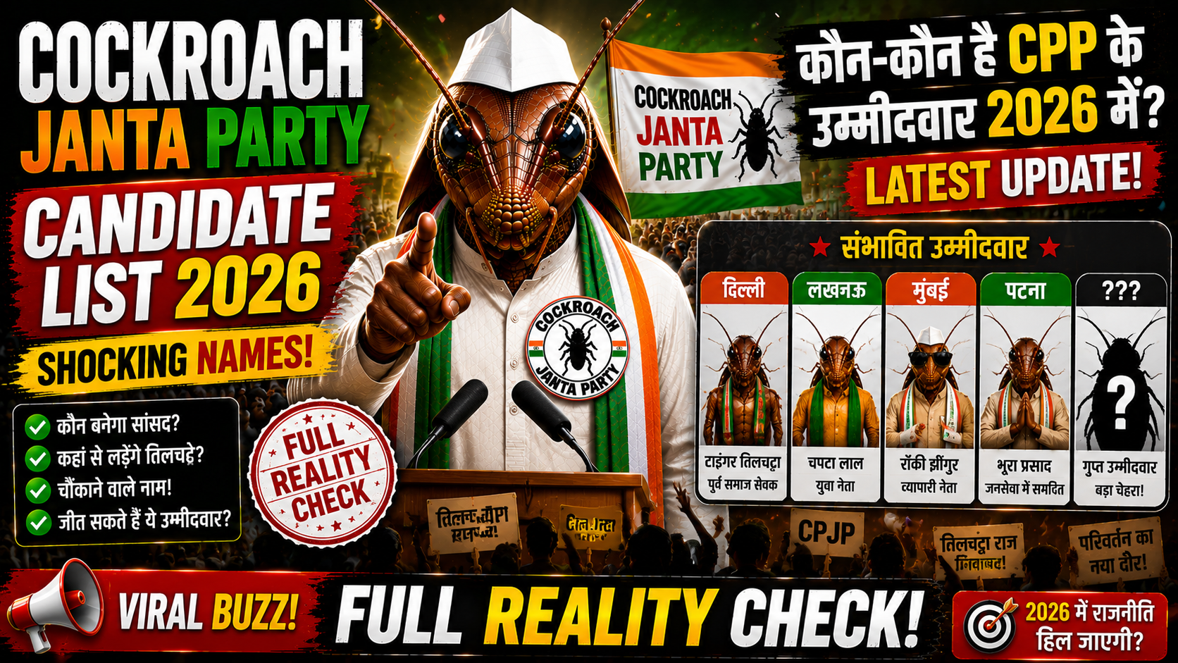 Cockroach Janta Party Candidate List