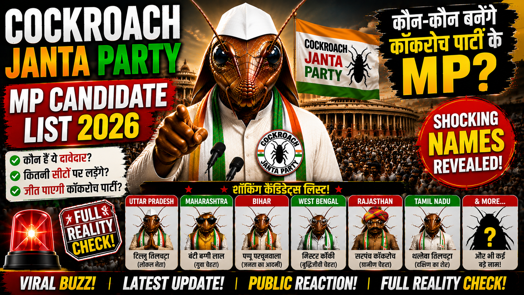 Cockroach Janta Party MP Candidate List
