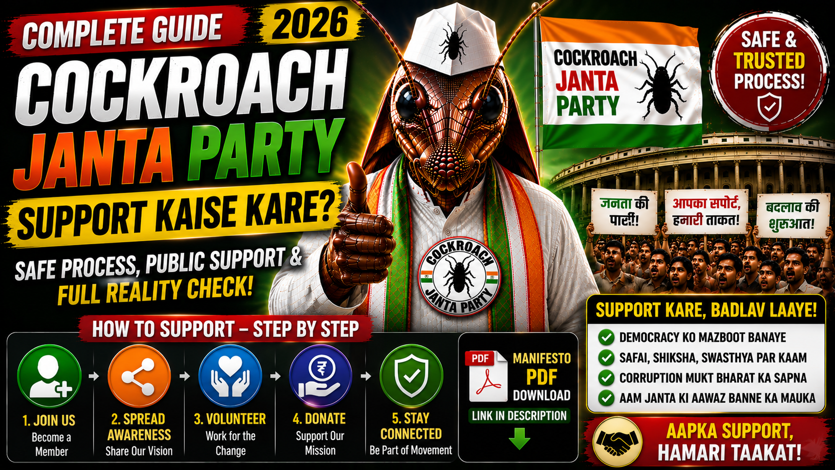 Cockroach Janta Party Support Kaise Kare